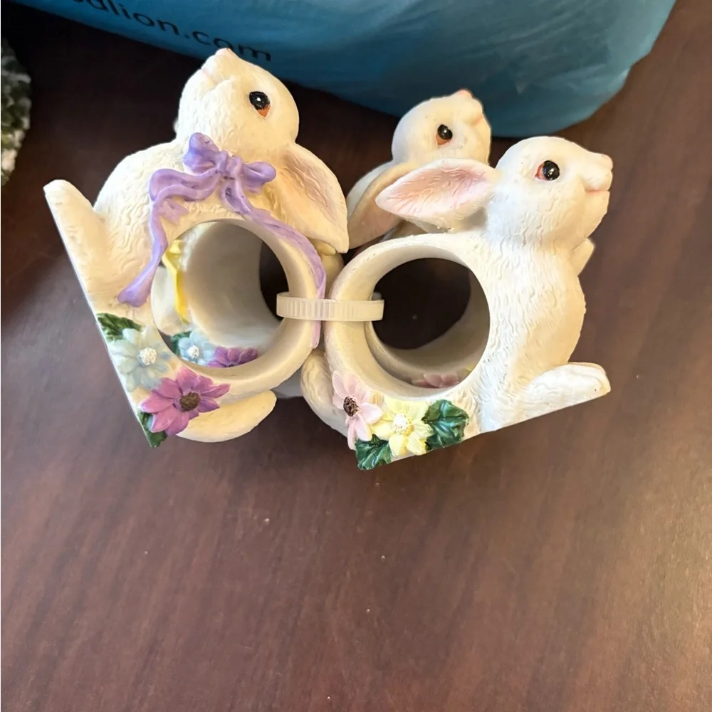 Angel napkin rings and Decorative White and purple Bunnies Napkin Rings